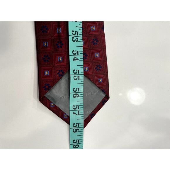 Robert Talbott Men's Necktie Tie Silk Red Blue Classic - Picture 6 of 6